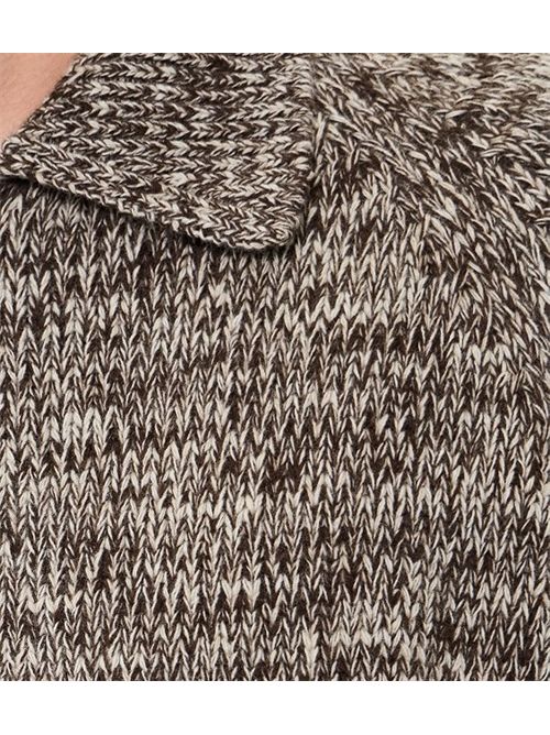 Lambswool Zip Cardigan Universal Works. | 35471ECRU/BROWN